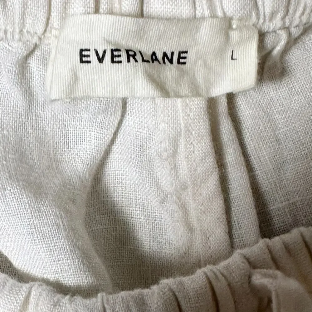 Everlane European Flax Linen Drawstring Pants Womens Size L Off White Pull On